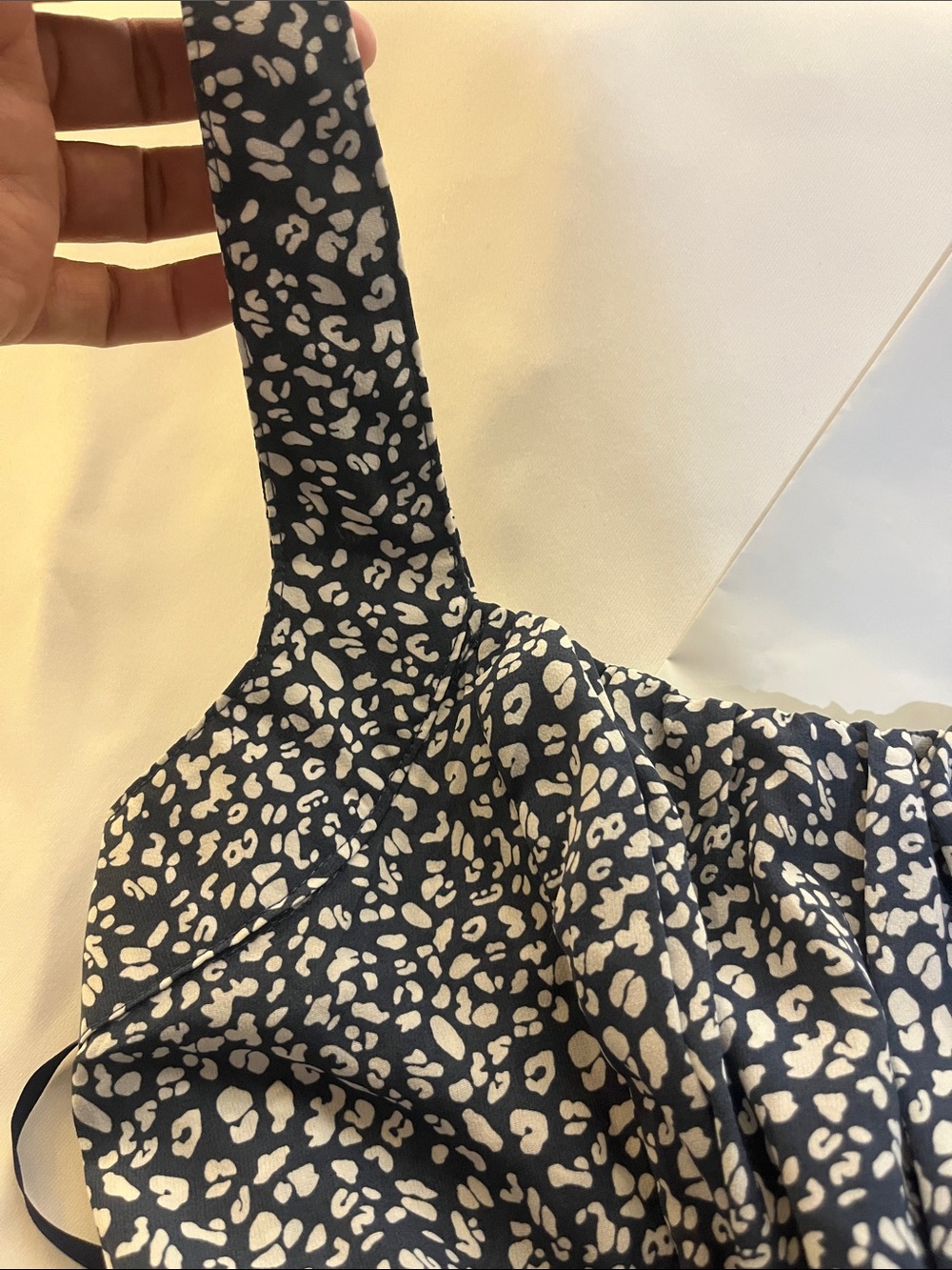 She + Sky Navy and White Printed Smocked Romper - Picture 3 of 9